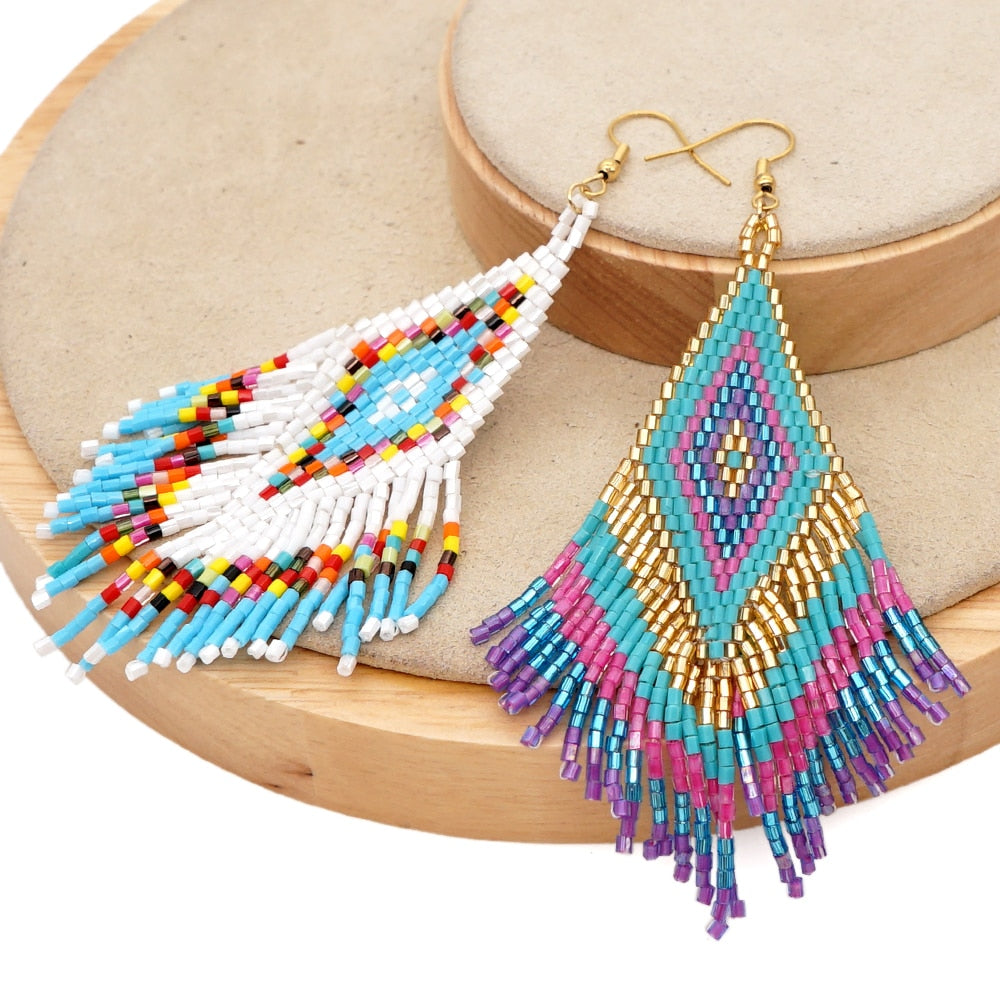 Native Bead Earrings Drop Dangle