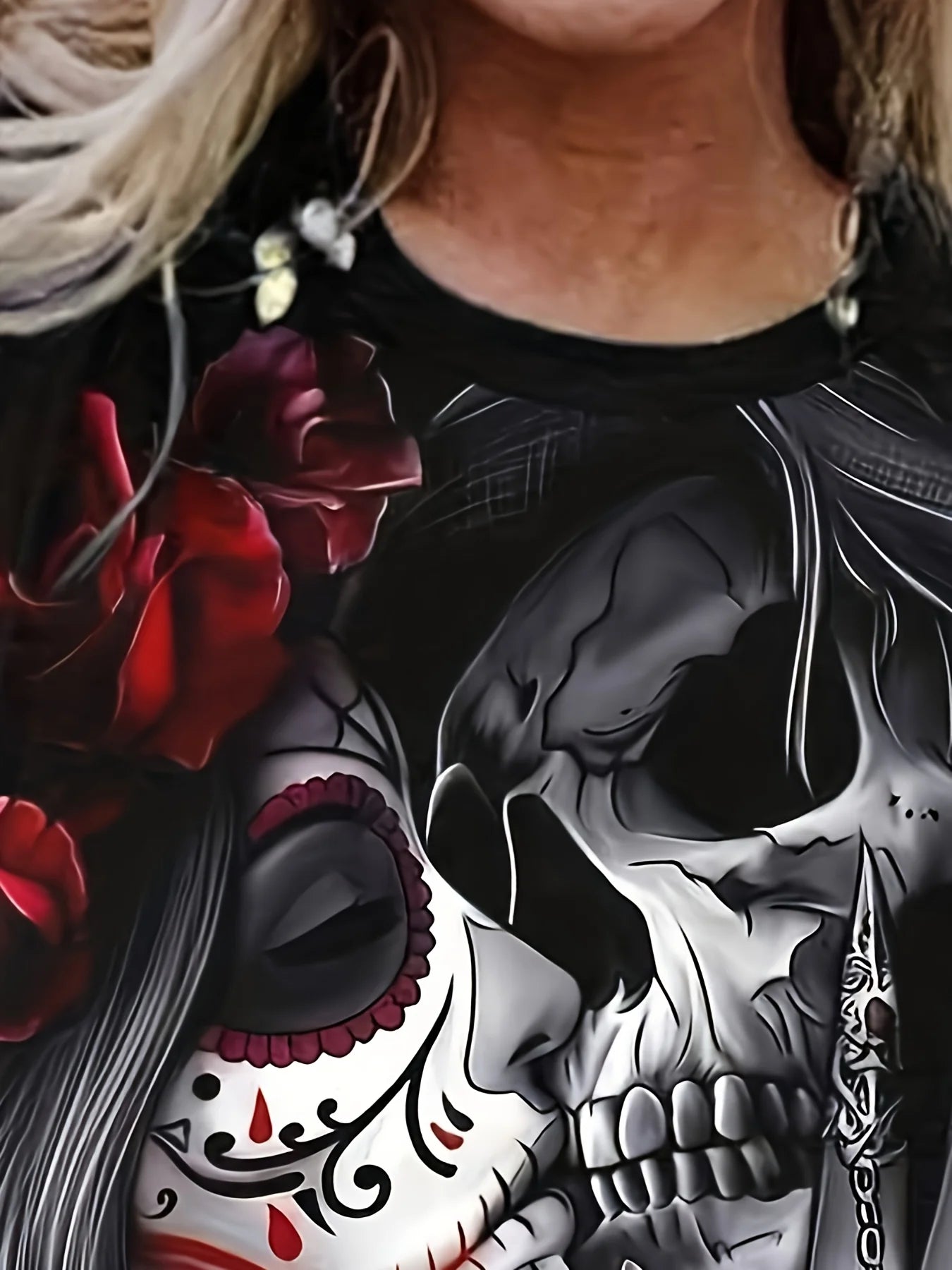 Skull T-shirt 3D Print Round Neck Short Sleeve