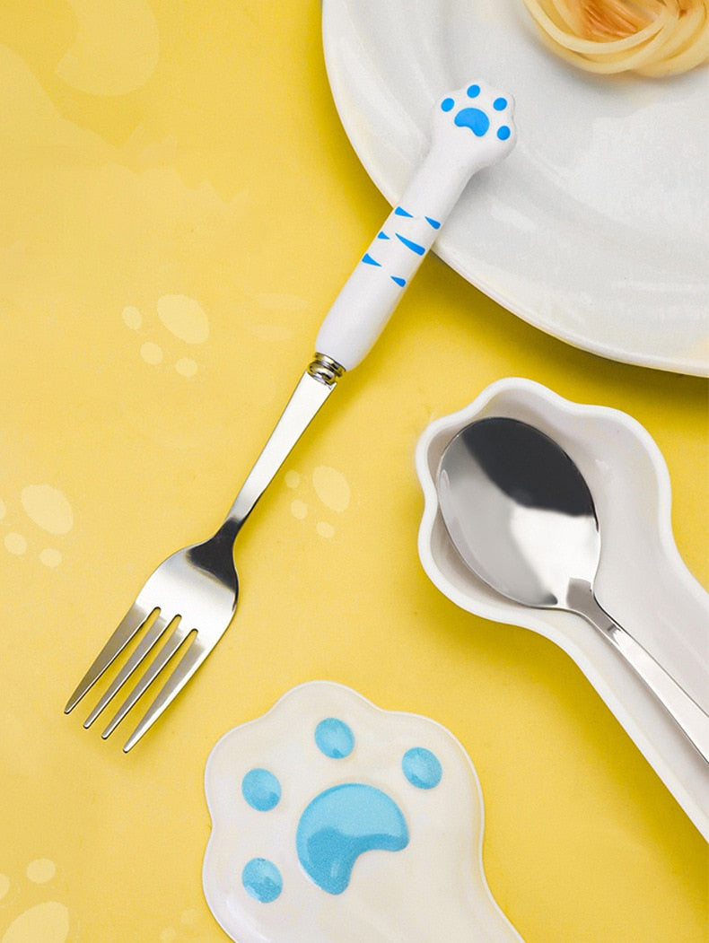 Cute Cat Paw Stainless Steel Fork Spoon