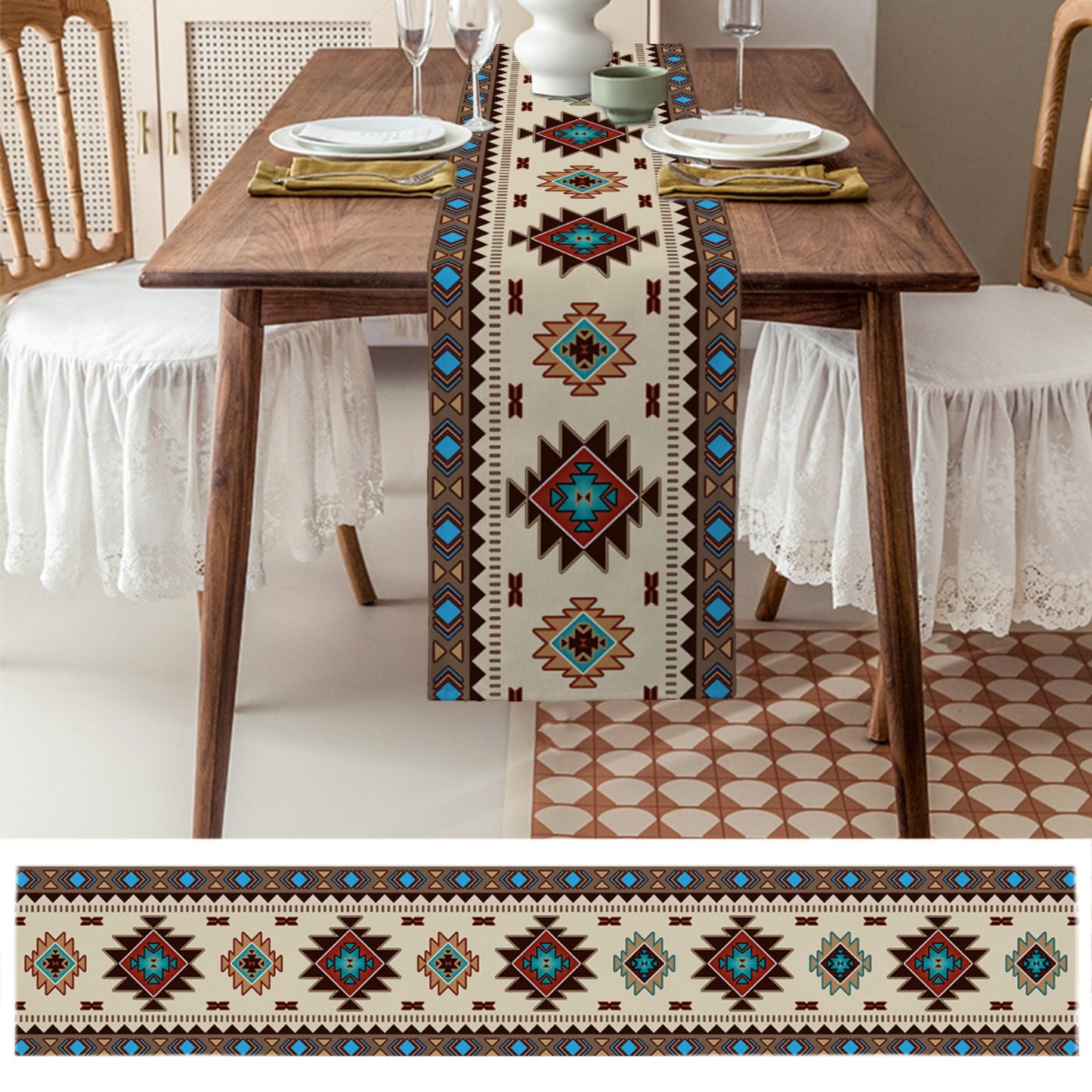 Native Geometry Linen Table Tablecloth