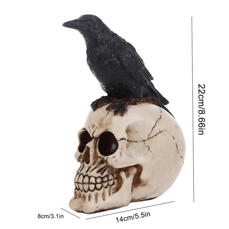 Raven Bird On Skull Home Decor Gothic Statue Halloween Decoration