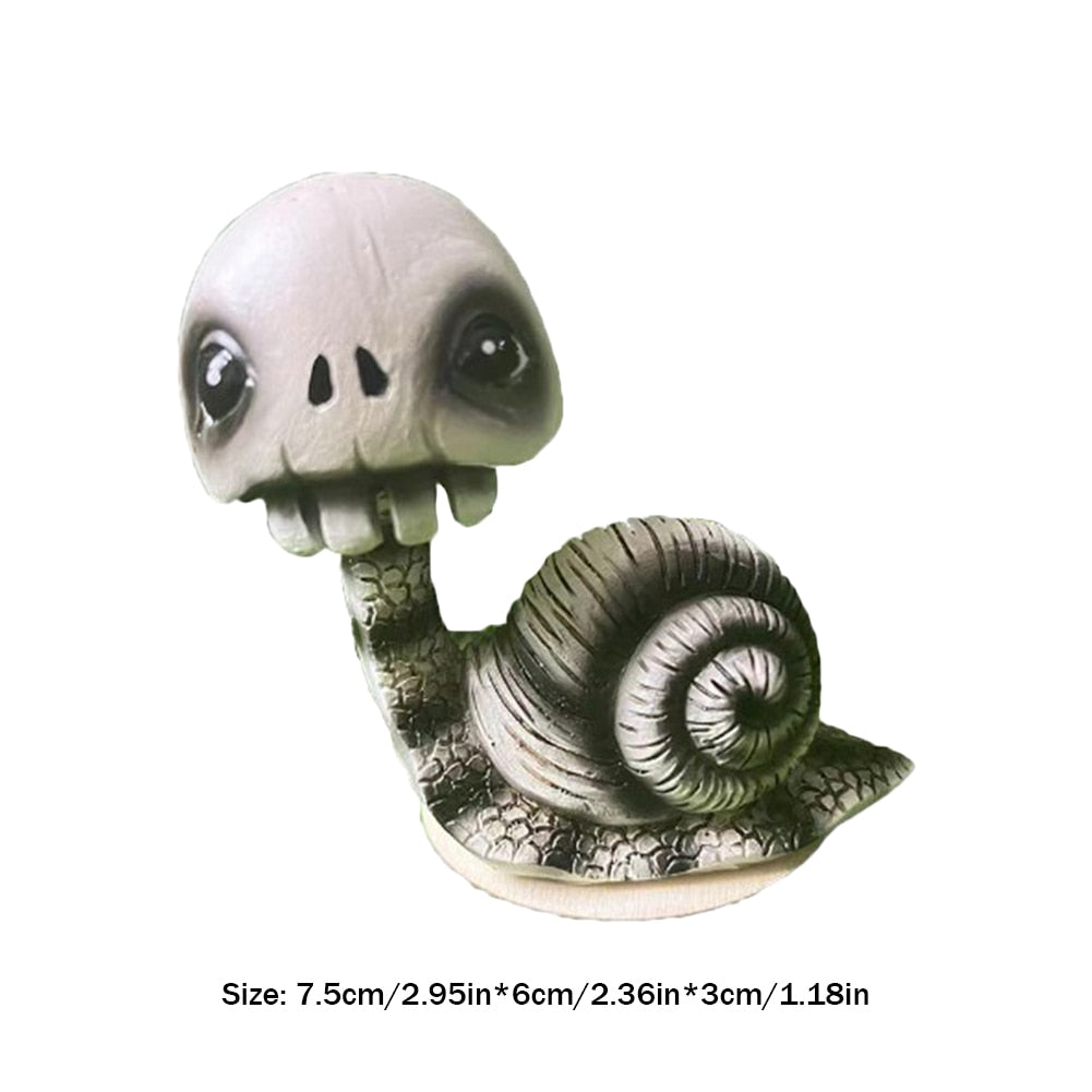 Snail Figurine Shaking Head Skull