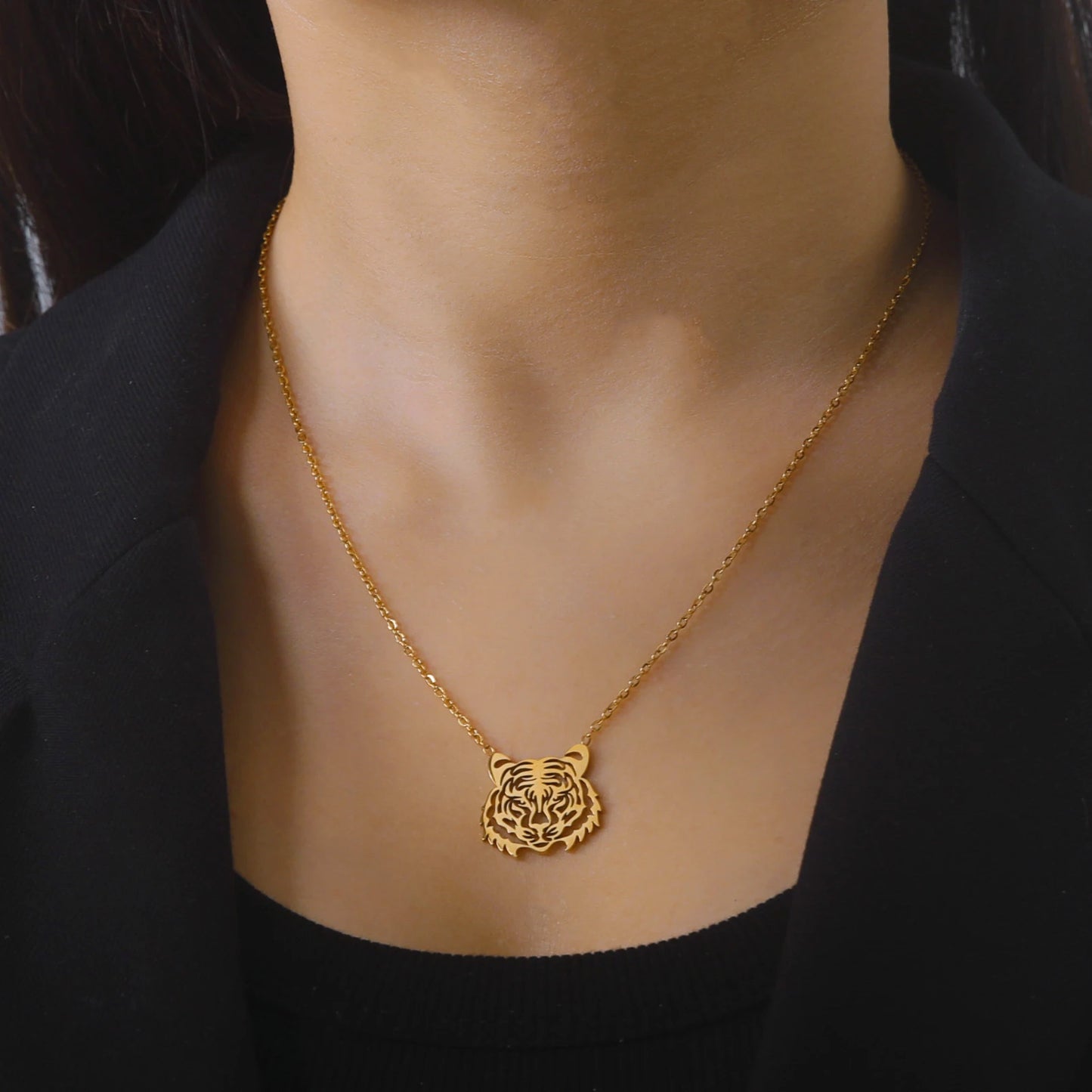 Tiger Necklace Stainless Steel Gold Color/ Silver Color Pendant