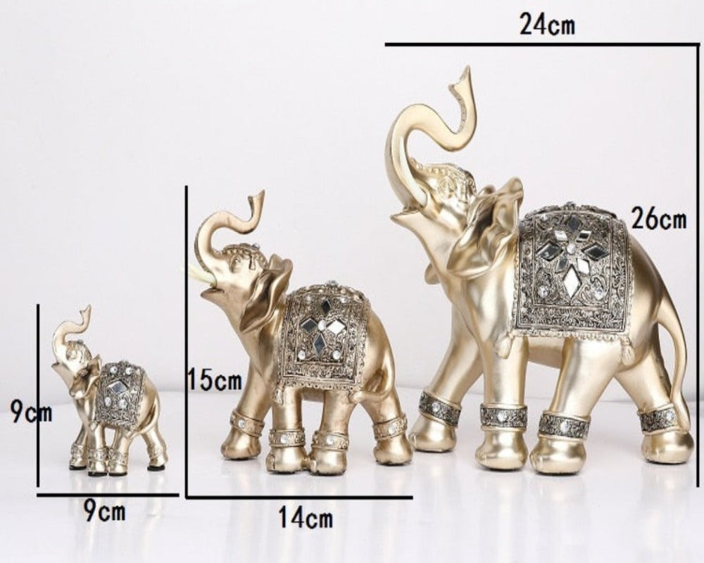 Golden Resin Elephant Statue Sculpture