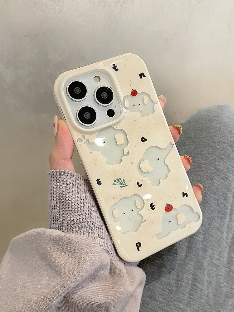 Elephant Hollow Out Cartoon Cute Phone Case Shockproof Silicone Back Cover