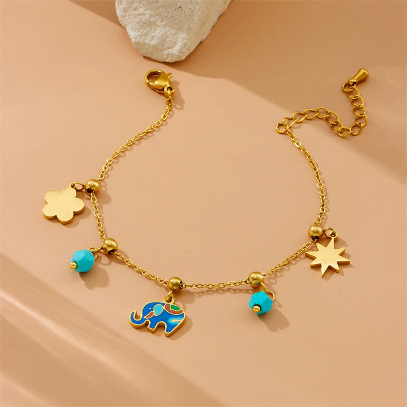 Elephant Pendant Bracelet Stainless Steel