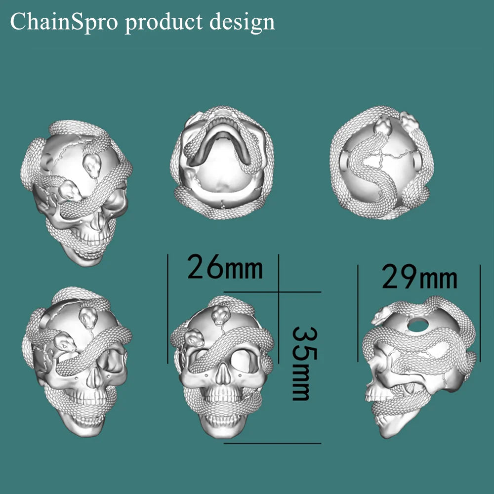 Skull In Snake Stainless Steel  Necklace