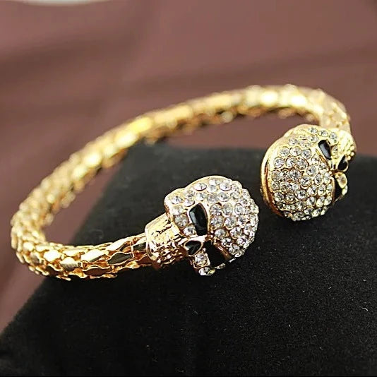 Skull Crystal Open Bangle