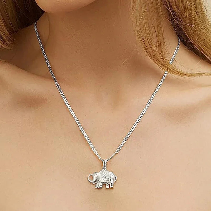 Elephant Pendant Necklace Gold Color