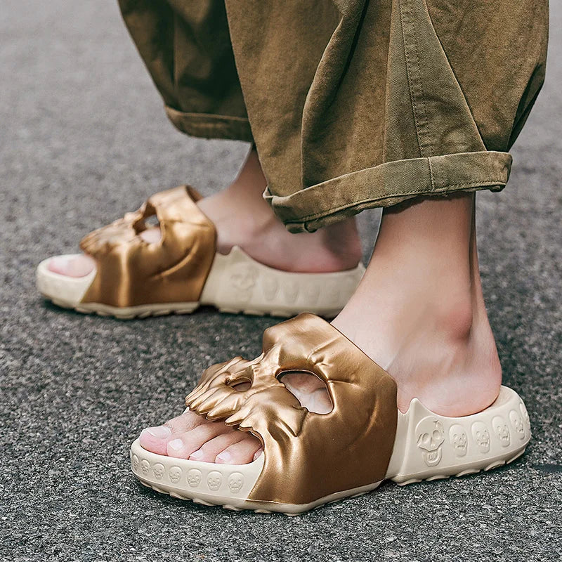 Skull Slippers Outdoor Slides Thick Bottom Non-slip Sandals