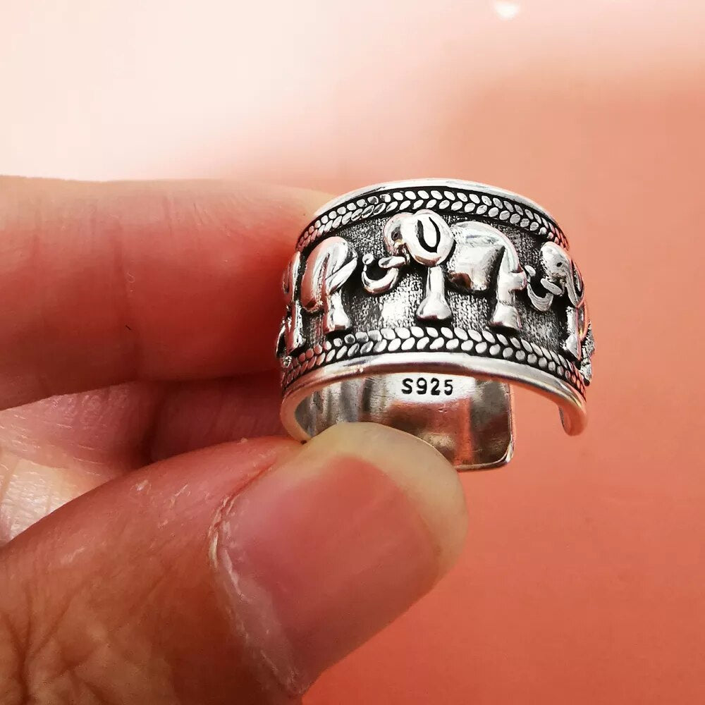 Elephant Silver Color Open Rings