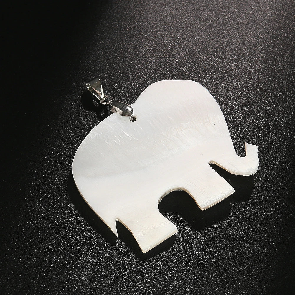 Elephant Pearl Shell Pendant Necklace