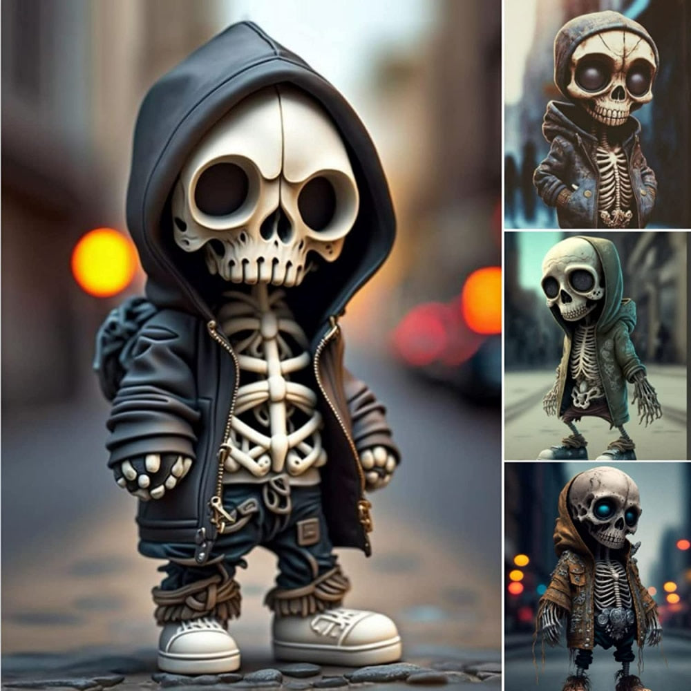 Resin Cool Skeleton Figures Halloween Skeleton Figurine Skull Ornaments