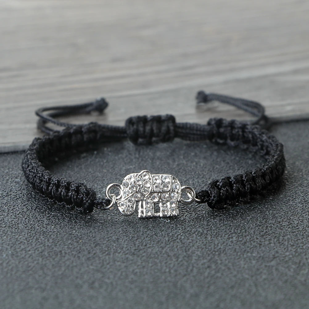 Elephant Pendant Bracelet Cute Crystal Handmade