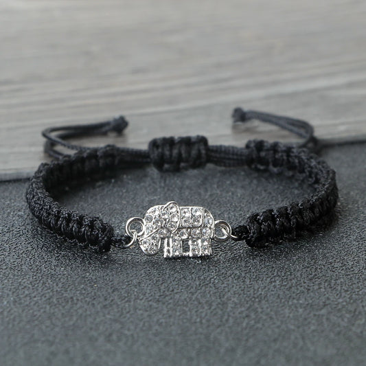 Elephant Pendant Bracelet Cute Crystal Handmade