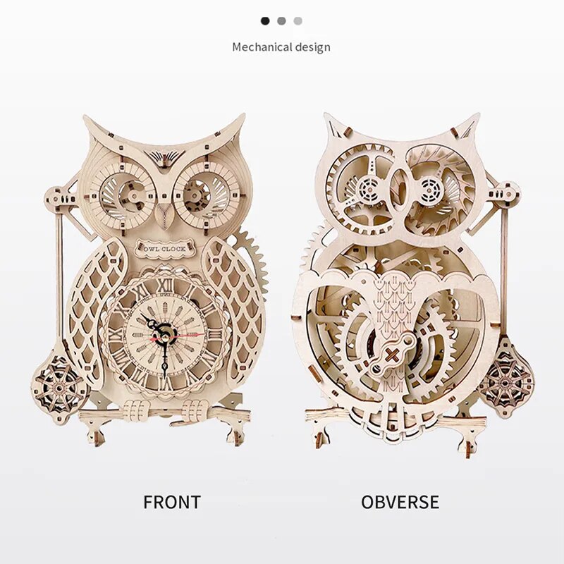 Owl Clock Wooden 3D