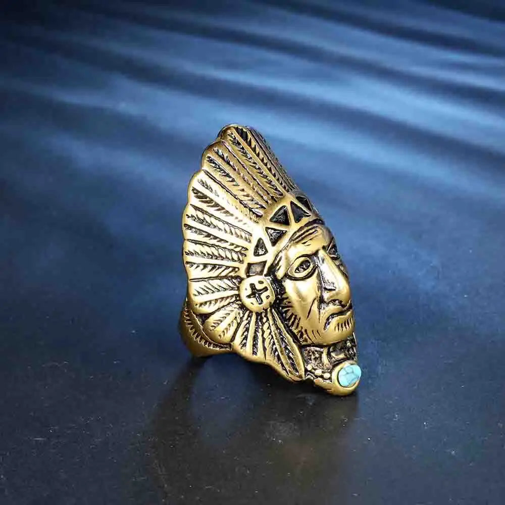 Native Tribal Chieftain Ring Stainless Steel