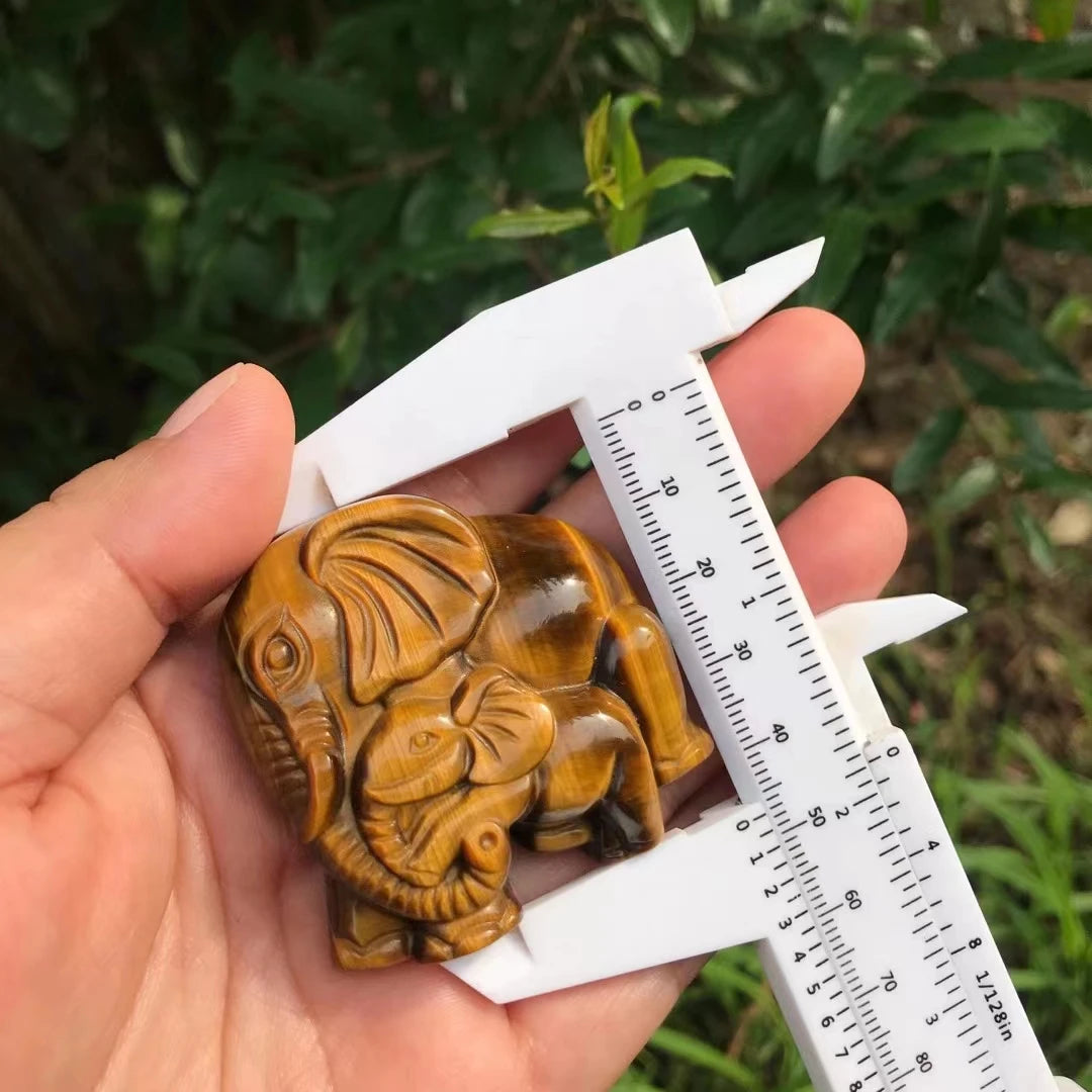 Elephant Shape Natural Tiger Eye Stone Crystal Statue