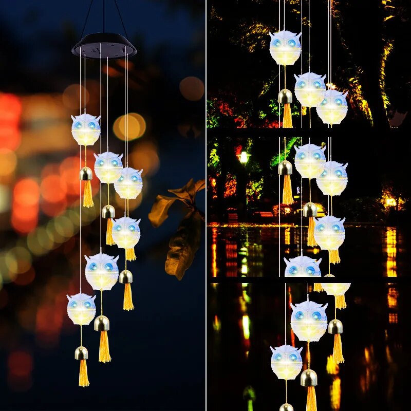 Owl Chimes Wind Hanging Solar Light