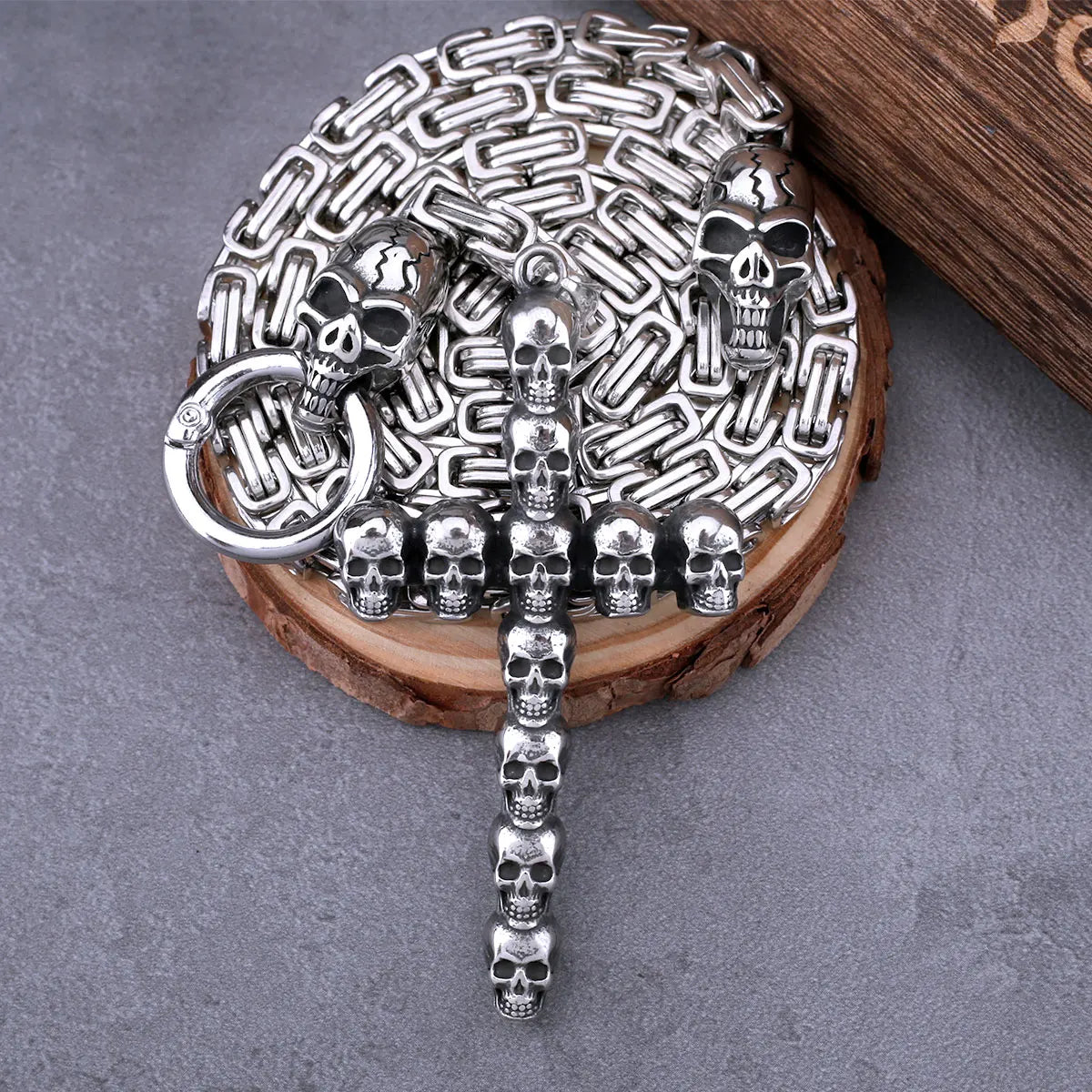 Skull Pendant Stainless Steel Cross Necklace