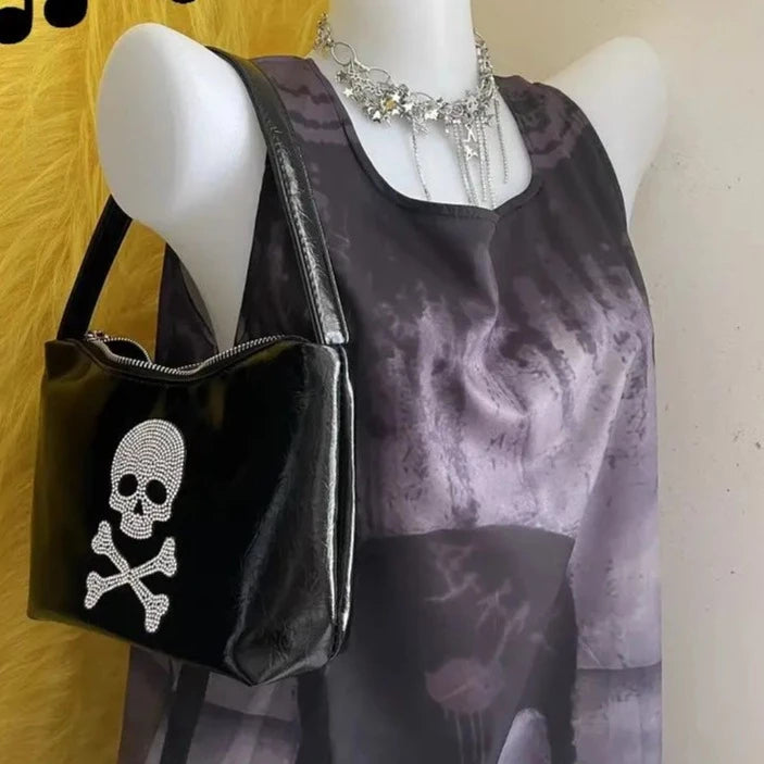 Skull Leather Handbag Shoulder Bag