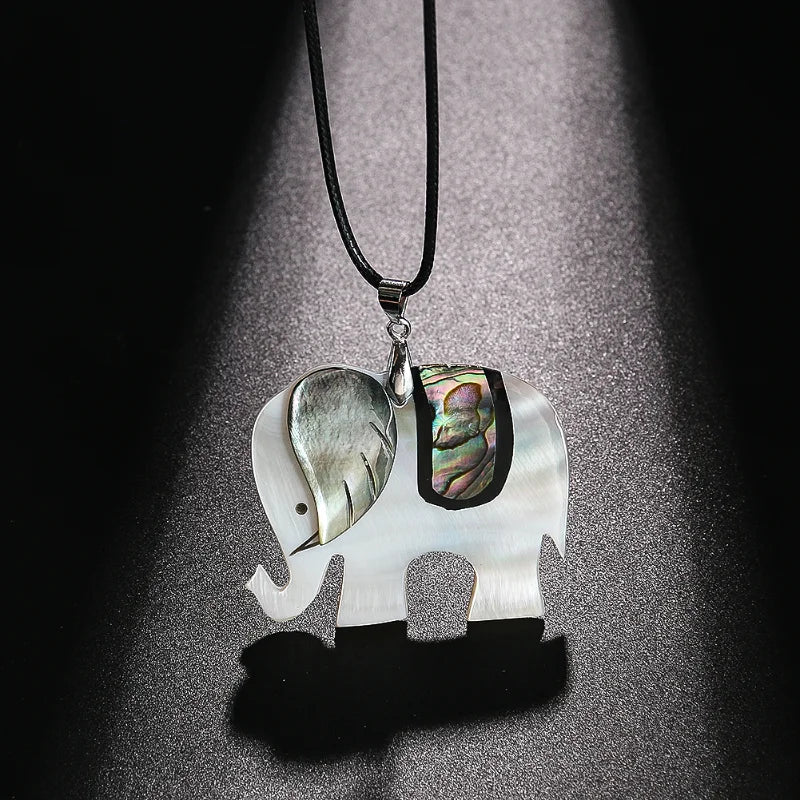 Elephant Pearl Shell Pendant Necklace