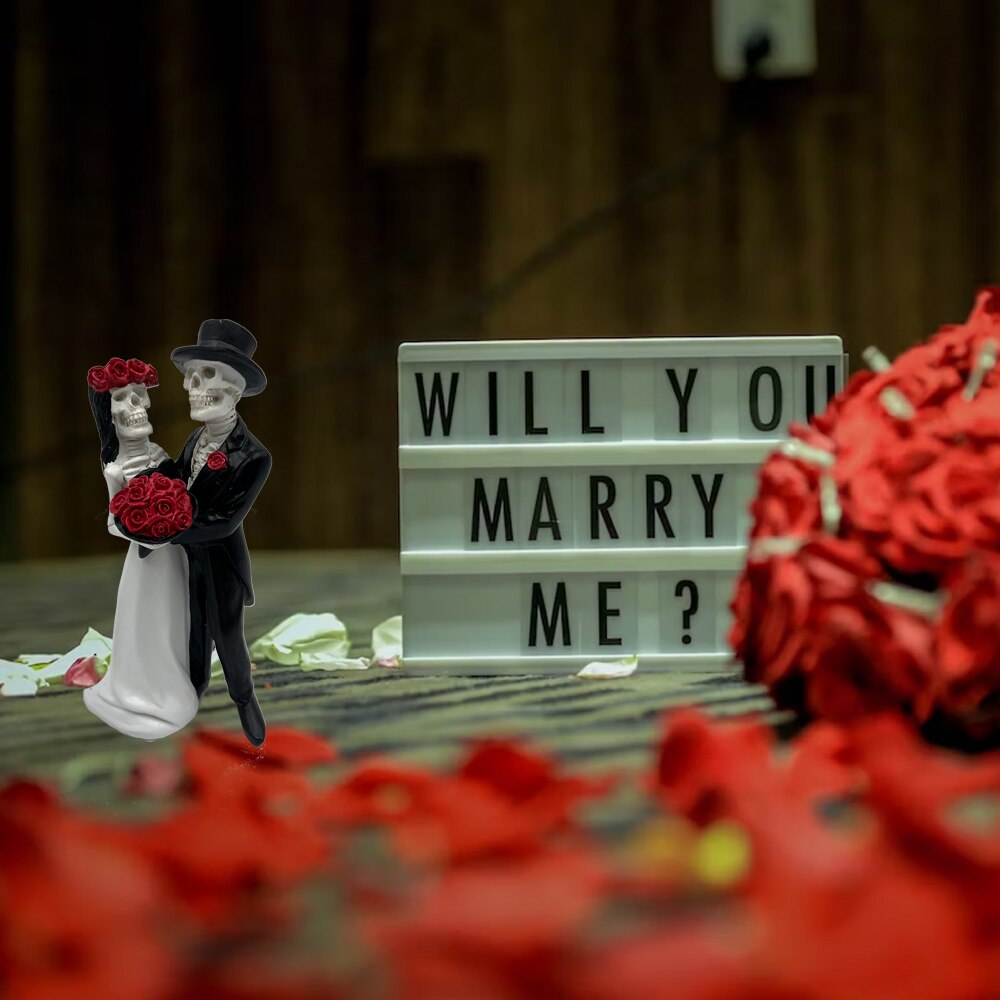 Skull Dancing Skeleton Couple Figurine