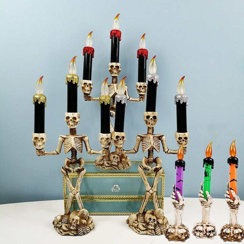 Skull Skeleton Candlestick LED Electronic Candle