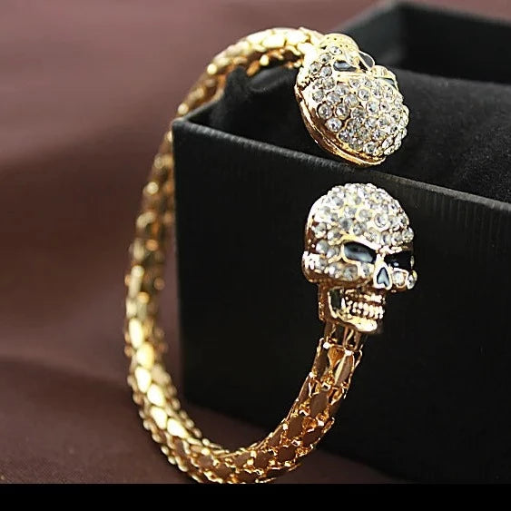 Skull Crystal Open Bangle