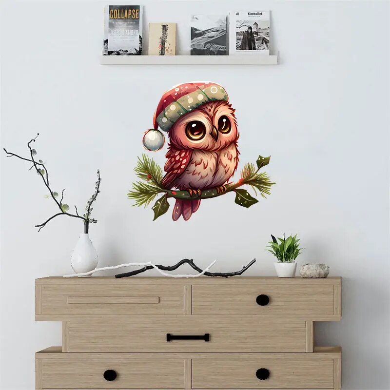 Owl Merry Christmas Wall Sticker