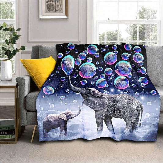 Elephant Blanket Cute Animals Print Throw Blanket