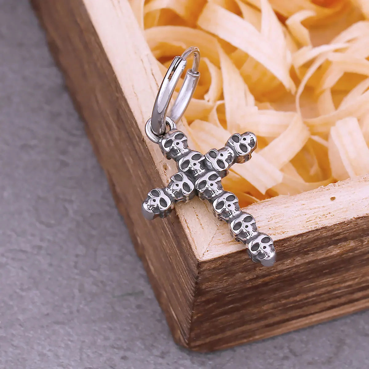 Skull Cross Drop Earrings Stainless Steel