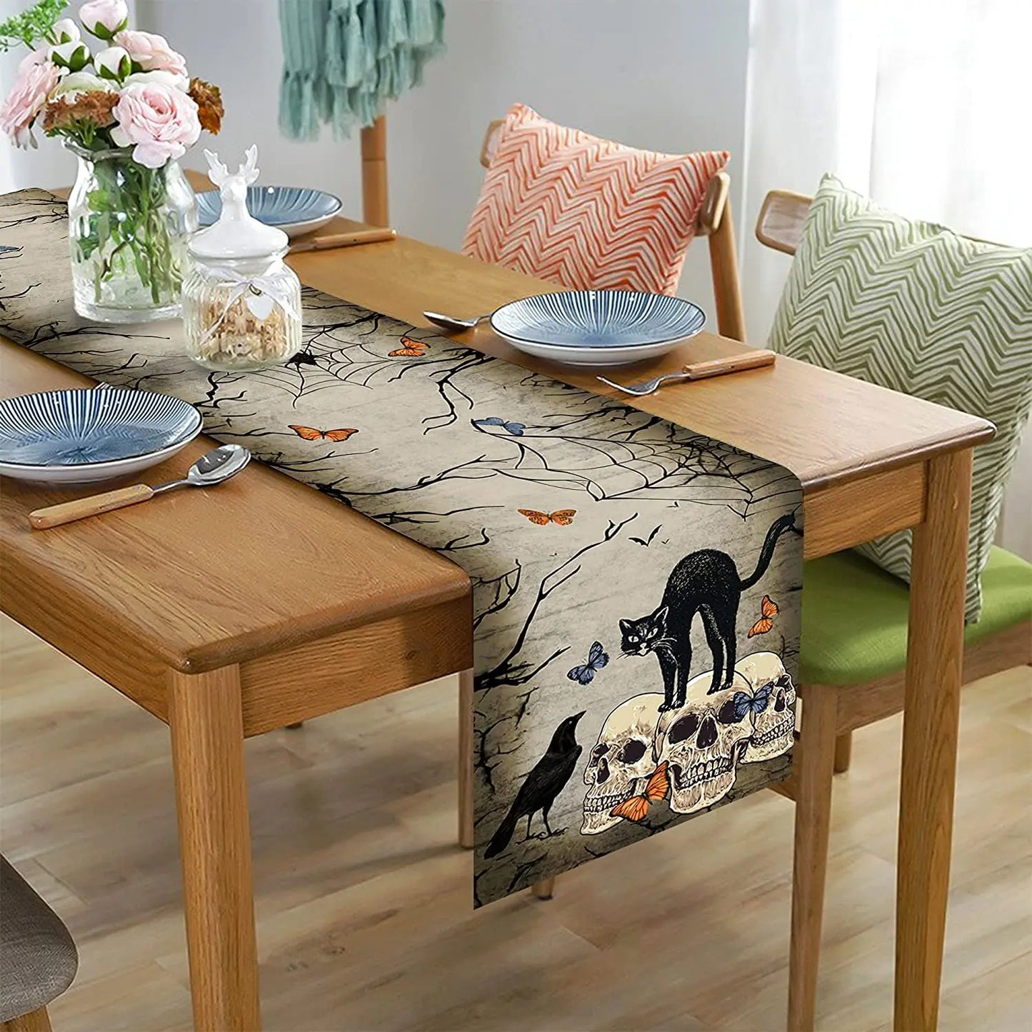 Skull Gothic Linen Table Runners