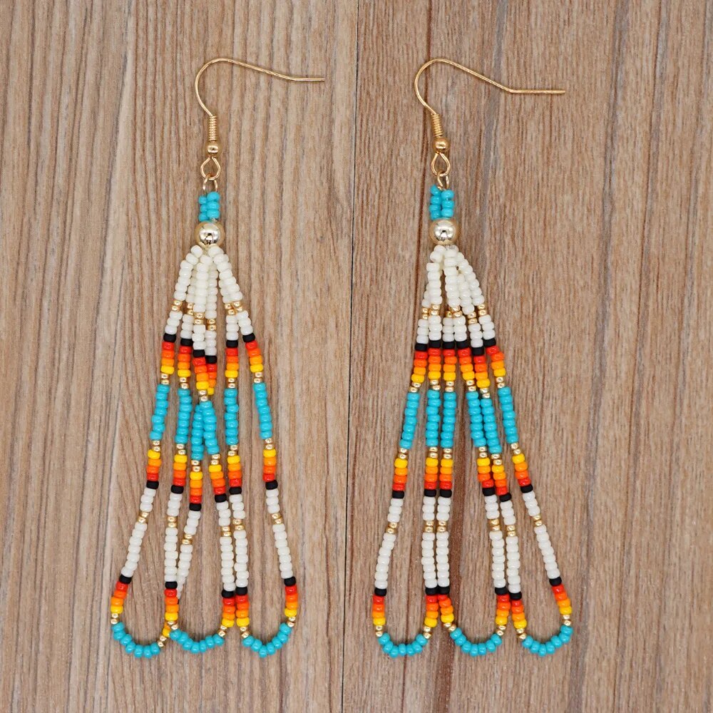 Native Beads Tassel Fringe Earrings