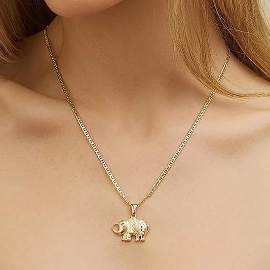 Elephant Pendant Necklace Gold Color