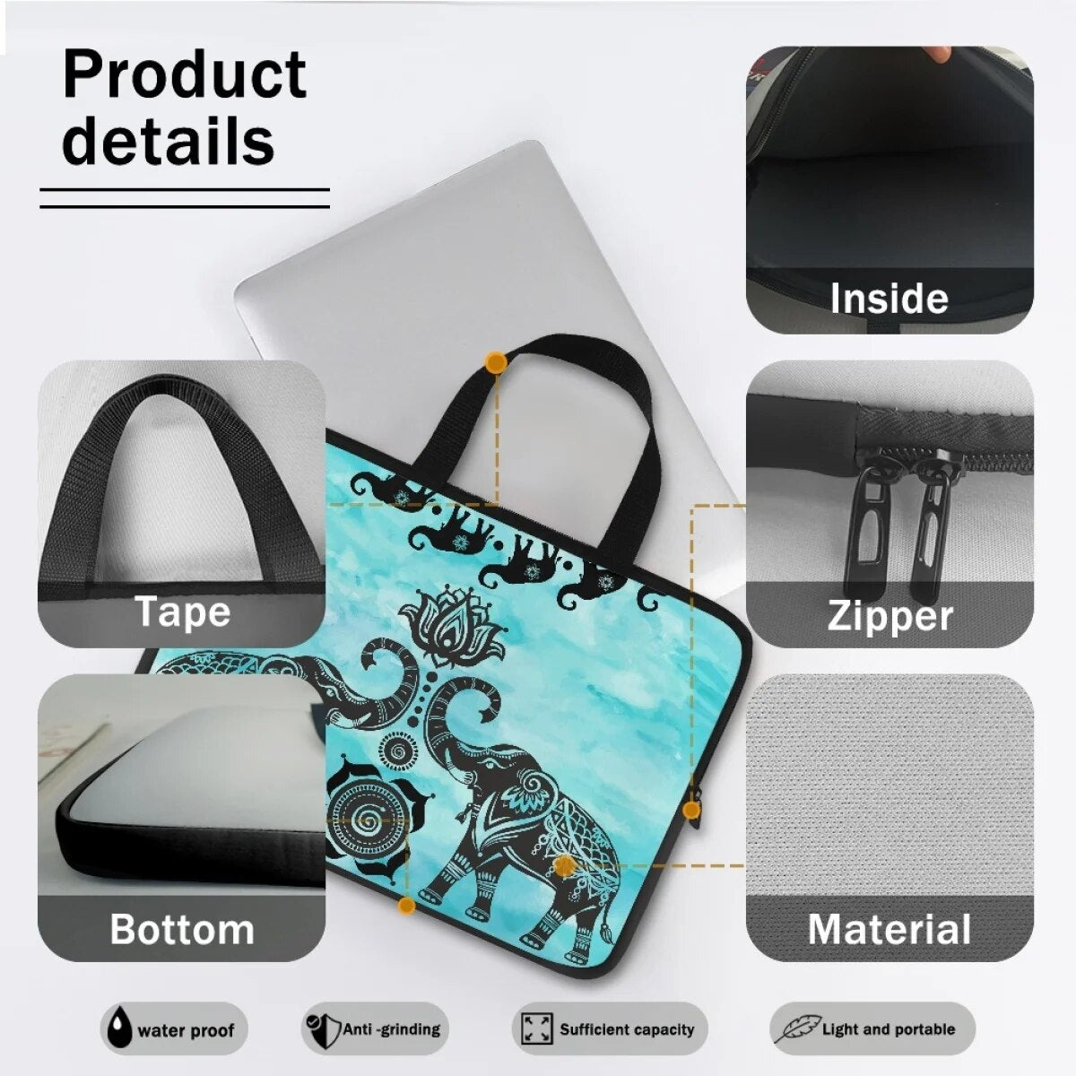 Elephant Handbag Zipper Protective Cover PC Tablet