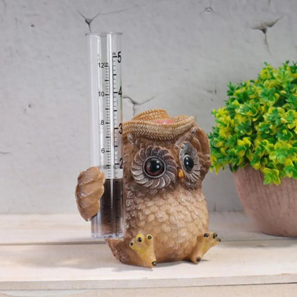 Owl Resin Statue Rain Gauge