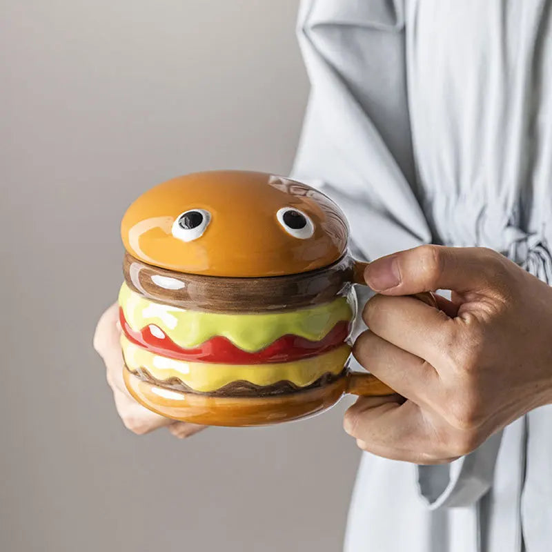 Hamburger Coffee Cup Cute Cartoon Ceramic Mug