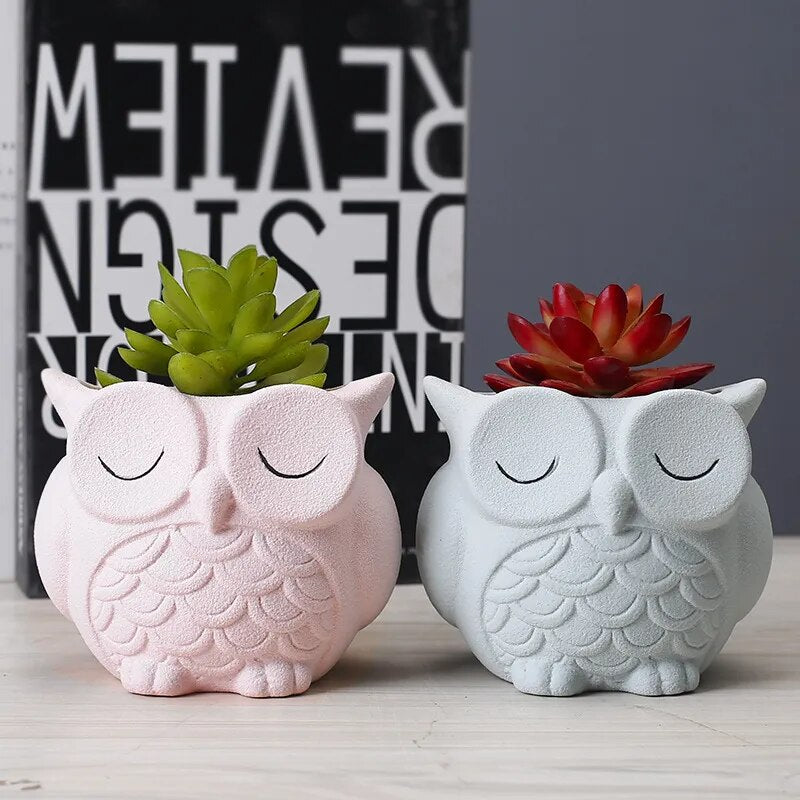 Cute Owl Flower Pot Ceramic Planter