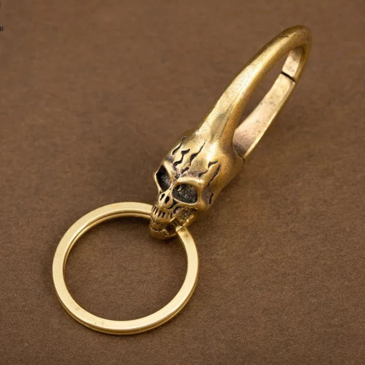 Skull Car Keychain Metal Brass Skeleton Key Chain