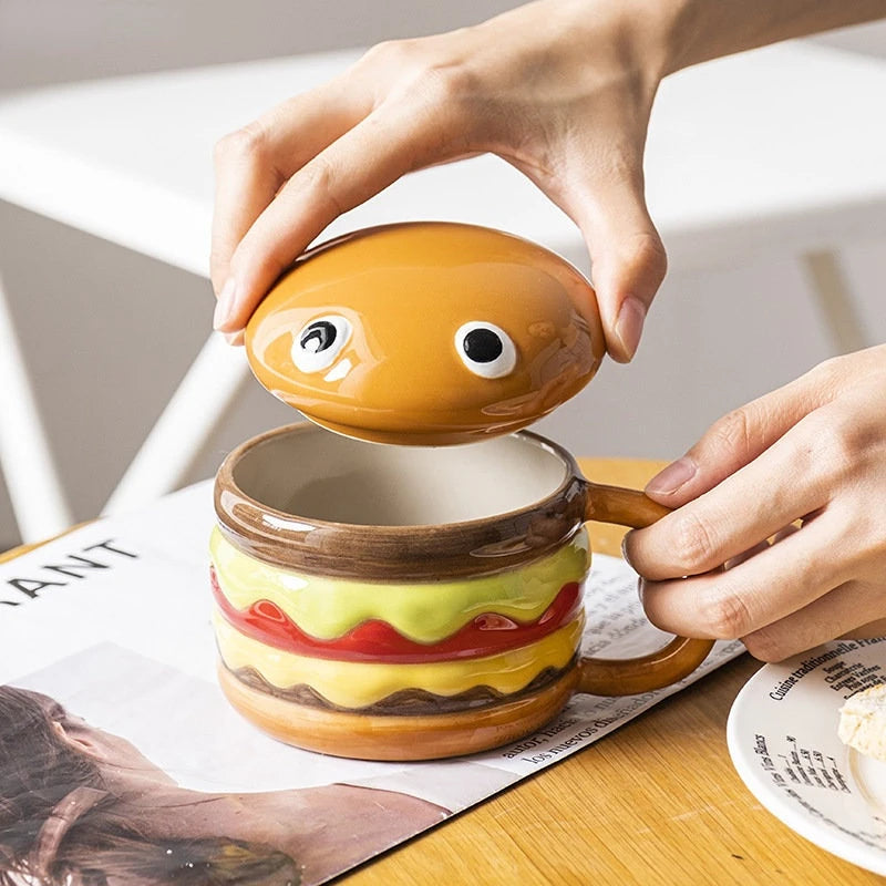 Hamburger Coffee Cup Cute Cartoon Ceramic Mug