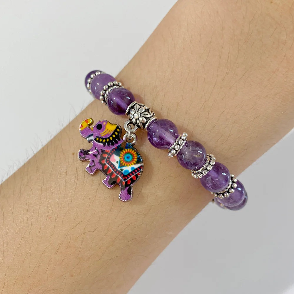 Elephant Pendant Bracelets Stone Turquoise Beaded