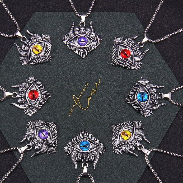 Skull Demon Eye Pendant Necklace
