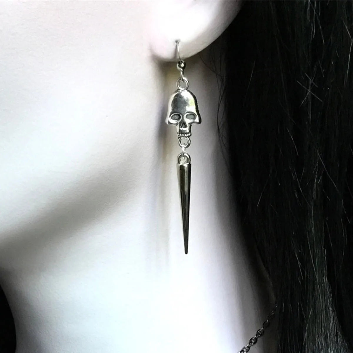 Skull With Spikes Drop Earrings