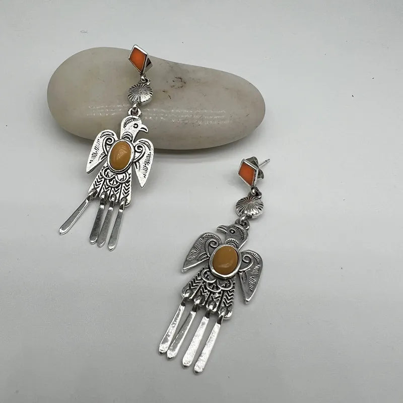 Native Metal Eagle Earrings