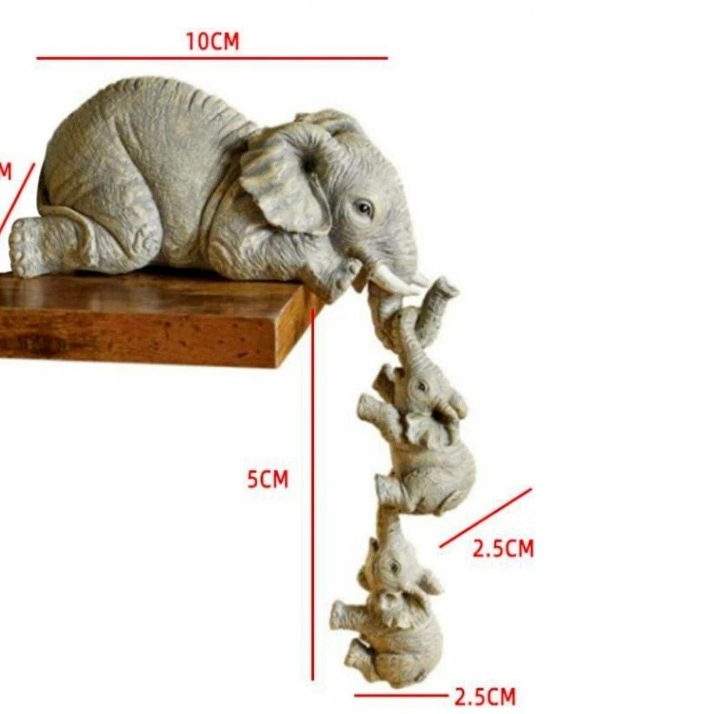 Cute Elephant Hug Baby Resin Figurines Miniatures