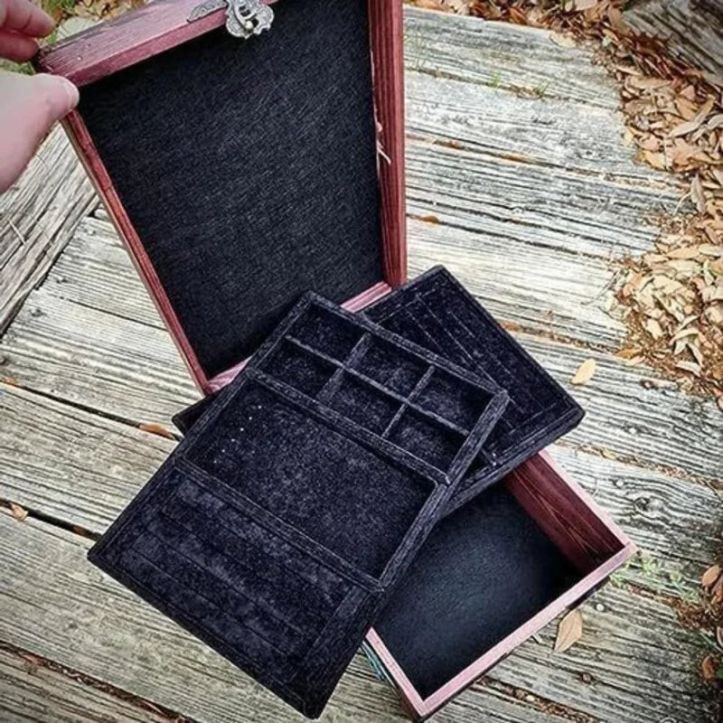 Skull Memory Box Pine Wood Material Storage Box