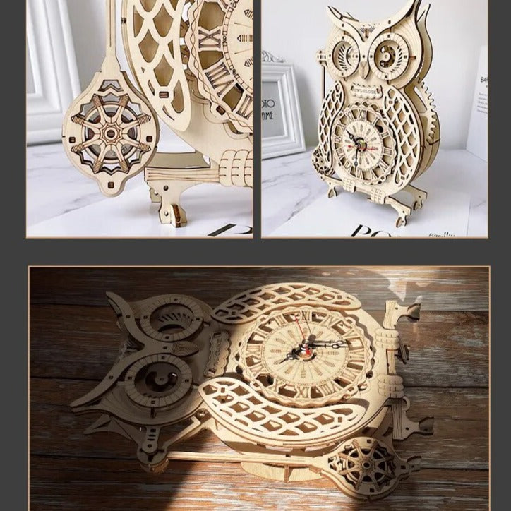 Owl Clock Wooden 3D