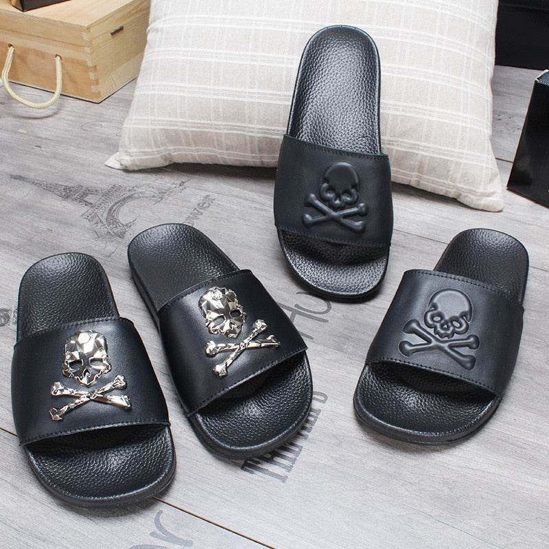 Skull Slippers Solid Flat Non-slip