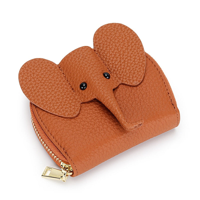 Women Card Holders Elephant Leather Fashion Wallet Zipper Purse
